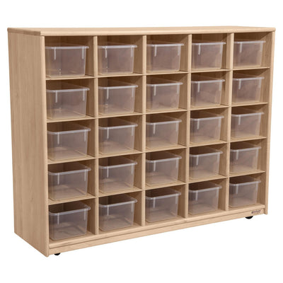 Maple Heritage (25) Cubby Tray Storage with Translucent Trays