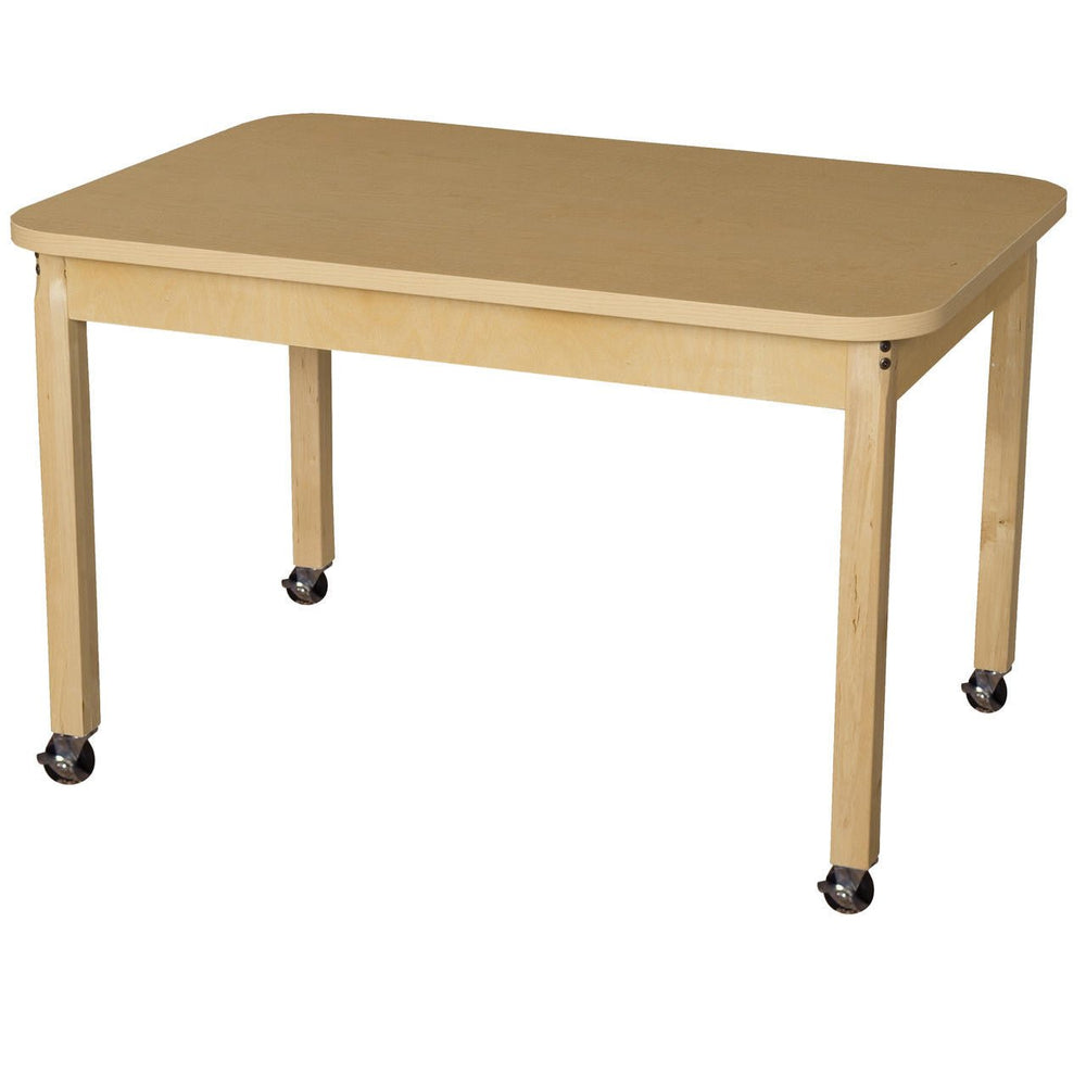 Mobile 30" x 44" Rectangle High Pressure Laminate Table with Hardwood Legs-24"