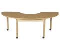 Mobile Half Circle High Pressure Laminate Table with Hardwood Legs- 24"