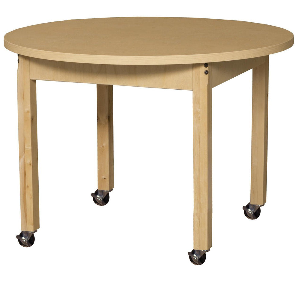 Round High Pressure Laminate Table with Hardwood Legs- 18"