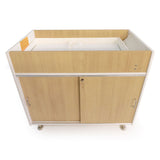 Whitney Brothers elevatED Infant Changing Cabinet Classroom Changing Cabinet - front view with sliding doors and lower storage