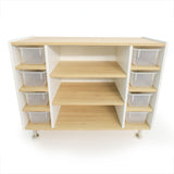 Whitney Brothers elevatED Combo Tray Storage Cabinet Classroom Storage Cabinet - side view with white oak panels