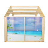 Whitney Brothers Nature View Play Beach House Preschool Play House - interior view through shatter-resistant beach panels