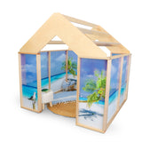 Whitney Brothers Nature View Play Beach House Preschool Play House - side view with open pergola-style roof
