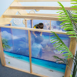 Whitney Brothers Nature View Play Beach House Preschool Play House - classroom play view with beach scenery