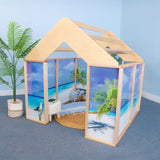 Whitney Brothers Nature View Play Beach House Preschool Play House - angled view showing square playhouse footprint