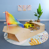 Whitney Brothers Imagination Boat Preschool Dramatic Play - side view of low preschool play boat