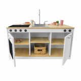 Whitney Brothers elevatED Kitchen Island Breakfast Bar Preschool Play Kitchen - oven and dishwasher door detail