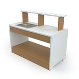 Whitney Brothers outdoorED Mud Kitchen Outdoor Mud Kitchen - top shelf tool cut-out detail