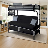 ACME Eclipse Twin/Full Futon Metal Bunk Bed styled in a kids' bedroom, twin over full