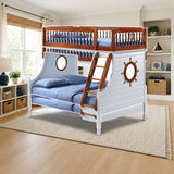 ACME Sailor Twin/Full Nautical Themed Bunk Bed styled in a kids' bedroom, twin over full