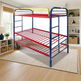 ACME Thomas Twin/Twin Bunk Bed styled in a kids' bedroom, twin over twin