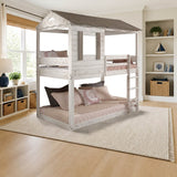 ACME Darlene Cottage Twin/Twin Bunk Bed styled in a kids' bedroom, twin over twin