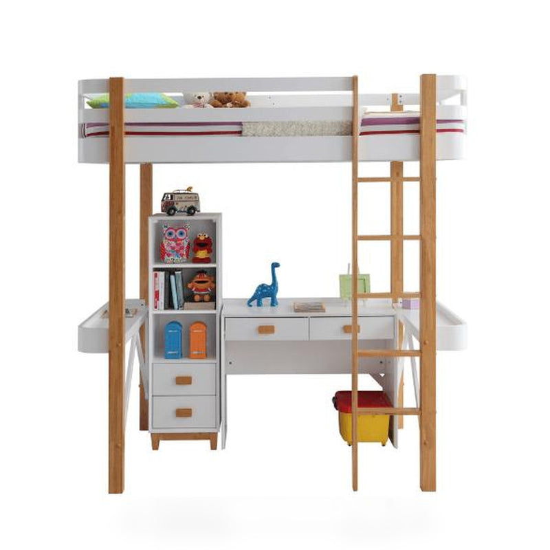 Rutherford Twin Loft Bed with Bookshelf and Desk