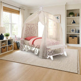 ACME Priya II Butterfly Princess Canopy Bed For Kids styled in a bright kids' bedroom, twin
