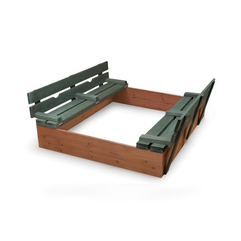 Covered Convertible Cedar Sandbox with Two Bench Seats