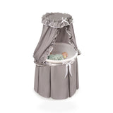 Badger Basket Empress Round Baby Bassinet with Canopy kids bassinet in White and Grey