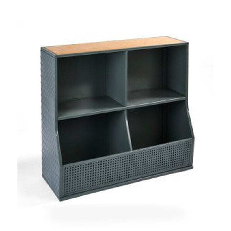 Metal and Bamboo Multi-Bin Storage Cubby - Charcoal/Natural