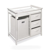 Badger Basket Modern Baby Changing Table with Hamper and 3 Baskets storage changing table in White