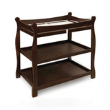Badger Basket Sleigh Style Baby Changing Table storage changing table in shown finish
