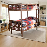 Baxton Studio Jude Twin/Twin Bunk Bed styled in a kids' bedroom, twin over twin