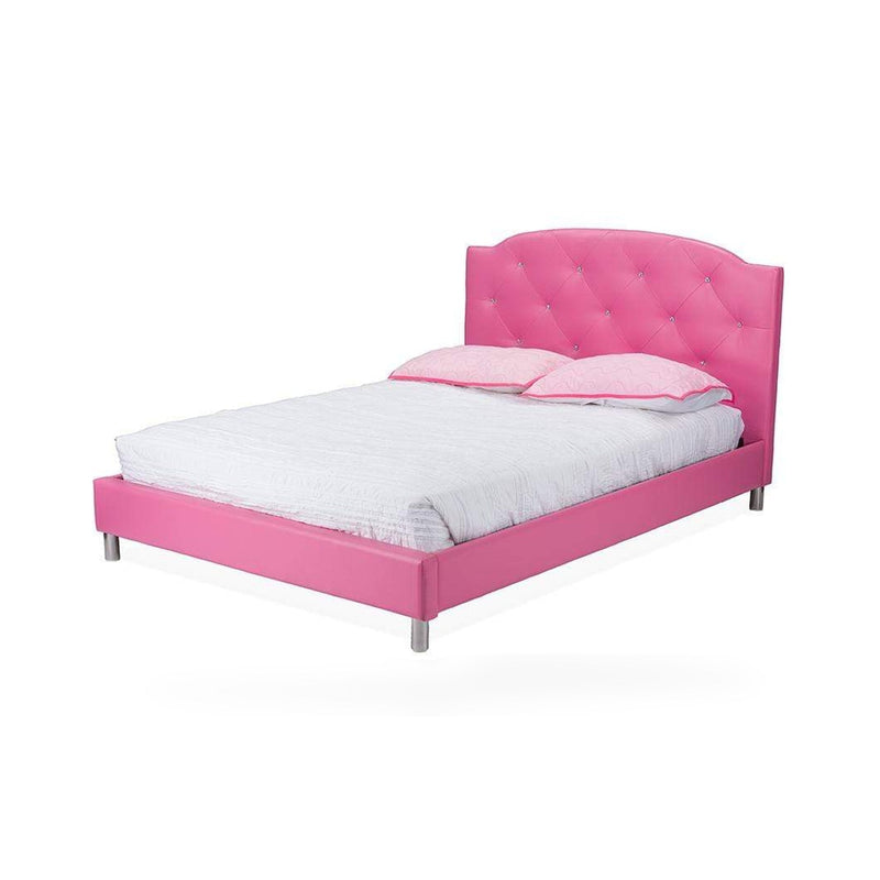 Canterbury Pink Leather Contemporary Full-Size Bed