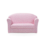 Baxton Studio Erica Modern and Contemporary Pink and White Heart Patterned Fabric Upholstered Kids 2-Seater Sofa kids sofas in White and Pink