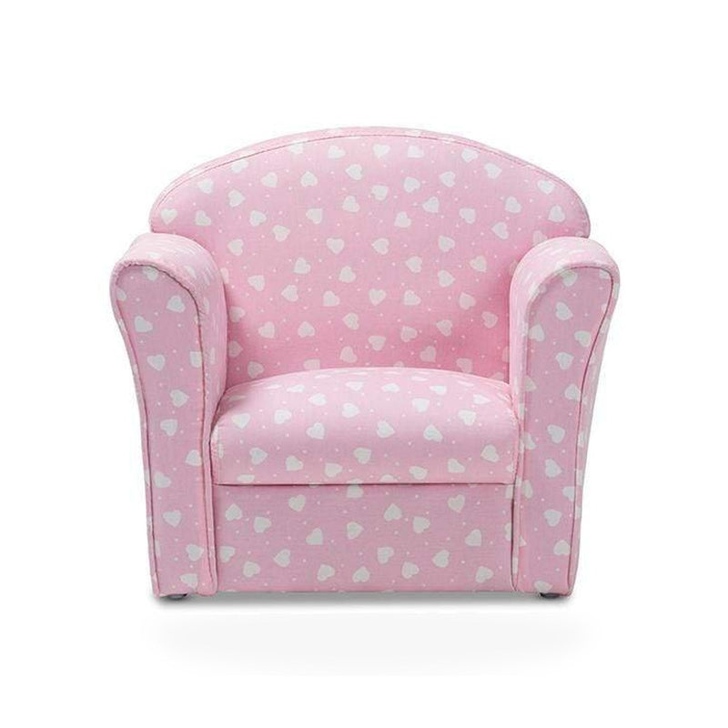 Erica Modern and Contemporary Pink and White Heart Patterned Fabric Upholstered Kids Armchair