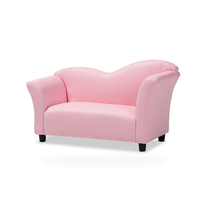 Felice Modern and Contemporary Pink Faux Leather Kids 2-Seater Loveseat