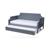Baxton Studio Mariana Classic and Traditional Grey Finished Wood Twin Size Daybed with Trundle kids kids bed in Grey