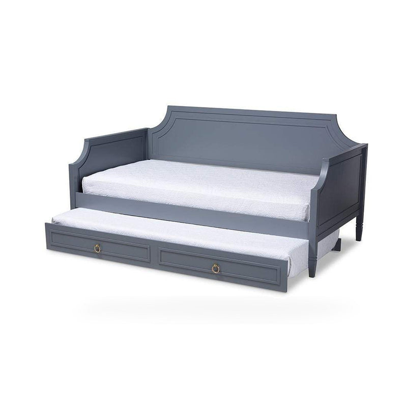Mariana Classic and Traditional Grey Finished Wood Twin Size Daybed with Trundle