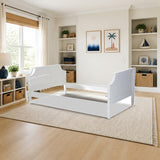 Baxton Studio Mariana Classic and Traditional White Finished Wood Twin Size Daybed styled in a bright kids' bedroom, White