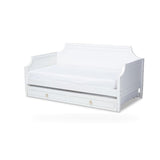 Baxton Studio Mariana Classic and Traditional White Finished Wood Twin Size Daybed with Trundle kids kids bed in White