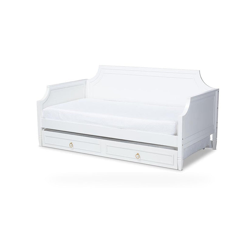 Mariana Classic and Traditional White Finished Wood Twin Size Daybed with Trundle