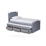 Baxton Studio Mariana Traditional Transitional Grey Finished Wood Twin Size 3-Drawer Storage Bed with Pull-Out Trundle Bed storage kids bed in Grey