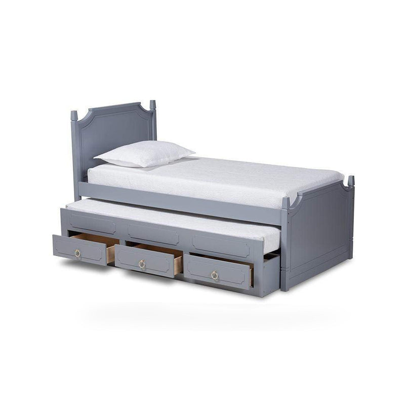 Mariana Traditional Transitional Grey Finished Wood Twin Size 3-Drawer Storage Bed with Pull-Out Trundle Bed