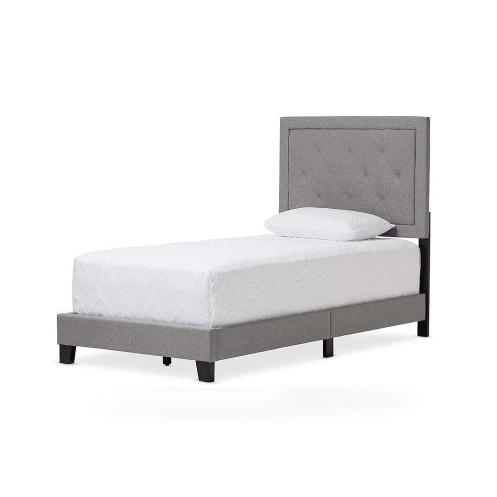 Paris Modern and Contemporary Grey Fabric Upholstered Twin Size Tufting Bed