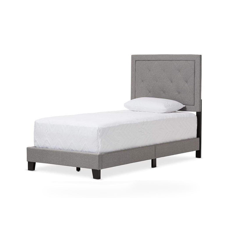 Paris Modern and Contemporary Grey Fabric Upholstered Twin Size Tufting Bed