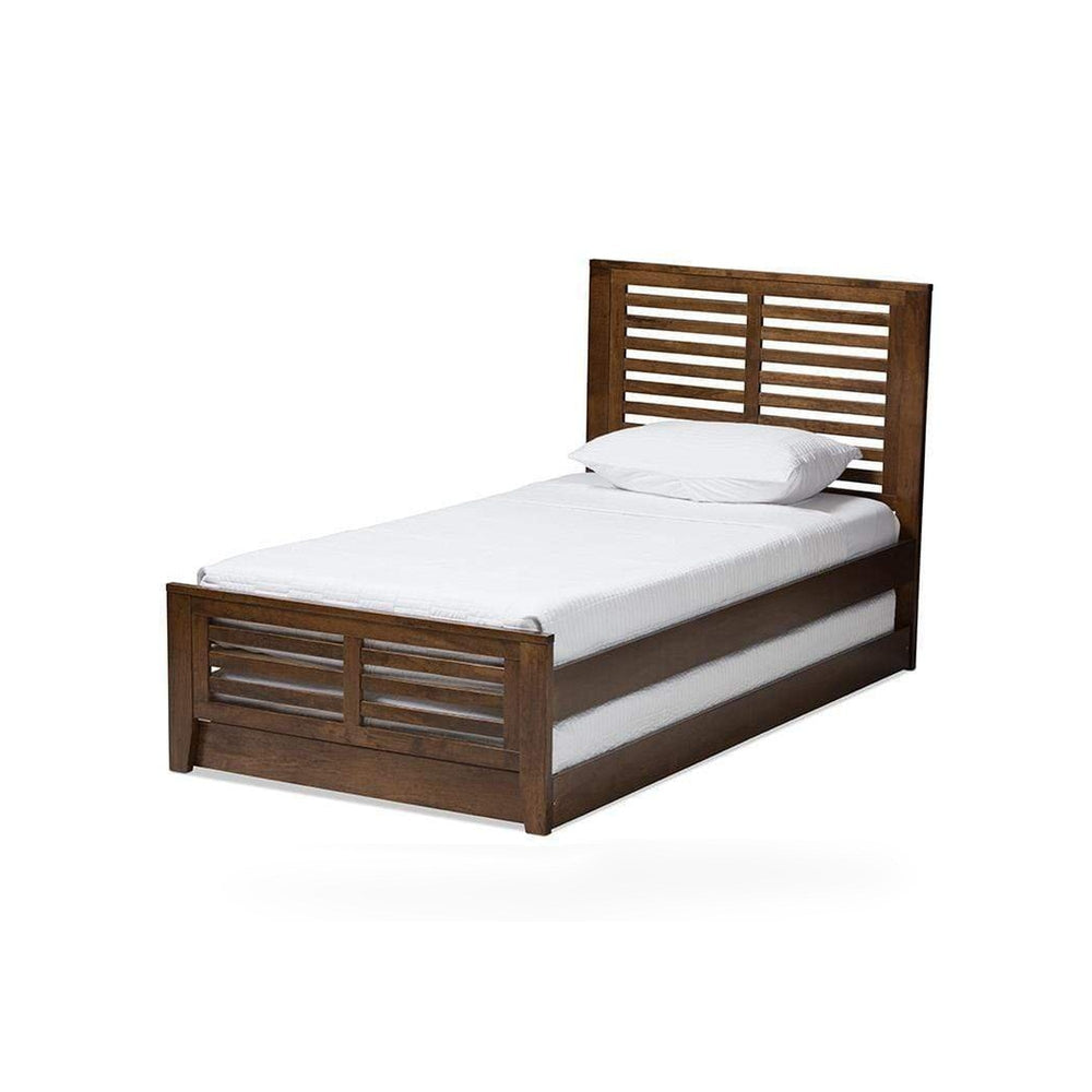 Sedona Modern Classic Mission Style Brown-Finished Wood Twin Platform Bed with Trundle