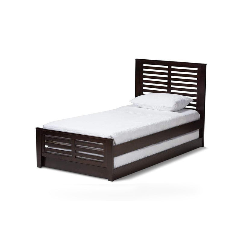 Sedona Modern Classic Mission Style Dark Brown-Finished Wood Twin Platform Bed with Trundle