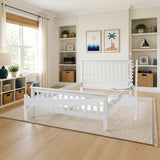 Baxton Studio Sedona Modern Classic Mission Style White-Finished Wood Twin Platform Bed styled in a bright kids' bedroom, White