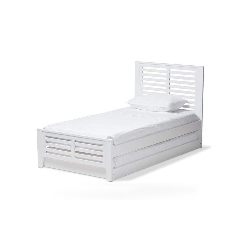 Sedona Modern Classic Mission Style White-Finished Wood Twin Platform Bed with Trundle