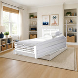 Baxton Studio Sedona Modern Classic Mission Style White-Finished Wood Twin Platform Bed with Trundle styled in a bright kids' bedroom, White