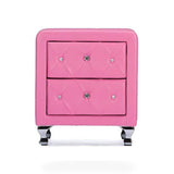 Baxton Studio Stella Crystal Tufted Pink Leather Modern Nightstand kids kids furniture in Pink
