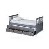 Baxton Studio Trine Classic and Traditional Grey Finished Wood Twin Size Daybed with Trundle kids kids bed in Grey