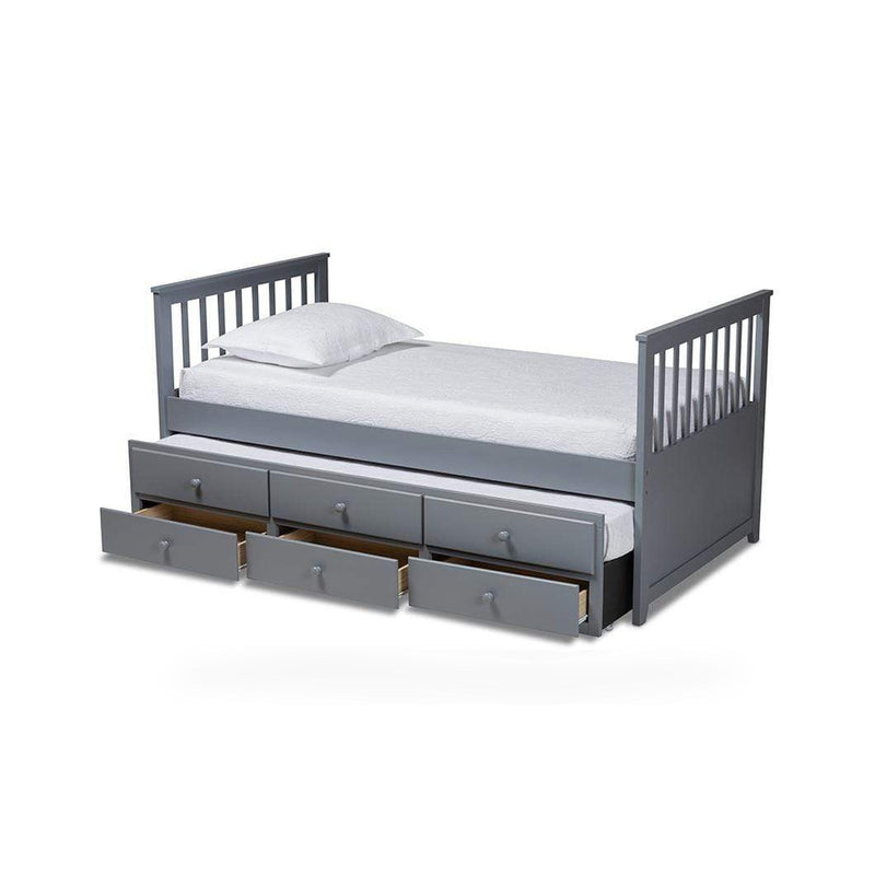 Trine Classic and Traditional Grey Finished Wood Twin Size Daybed with Trundle