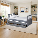 Baxton Studio Trine Classic and Traditional Grey Finished Wood Twin Size Daybed with Trundle styled in a bright kids' bedroom, Grey