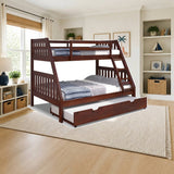 Chelsea Home Bonnie Twin/Full Bunk Bed styled in a kids' bedroom, twin over full