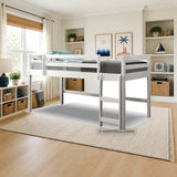 Chelsea Home Whitesville Mini Twin Loft Bed styled in a kids' bedroom, slide