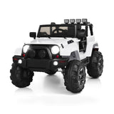Costway 12V Kids Remote Control Riding Truck Car with LED Lights-White kids outdoor playset in White